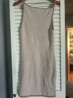 Abercrombie Brown & White Checkered Knit bodycon Dress